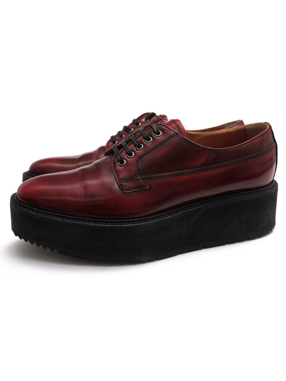 Prada Shoes Business Leather Red Brown Oxford
